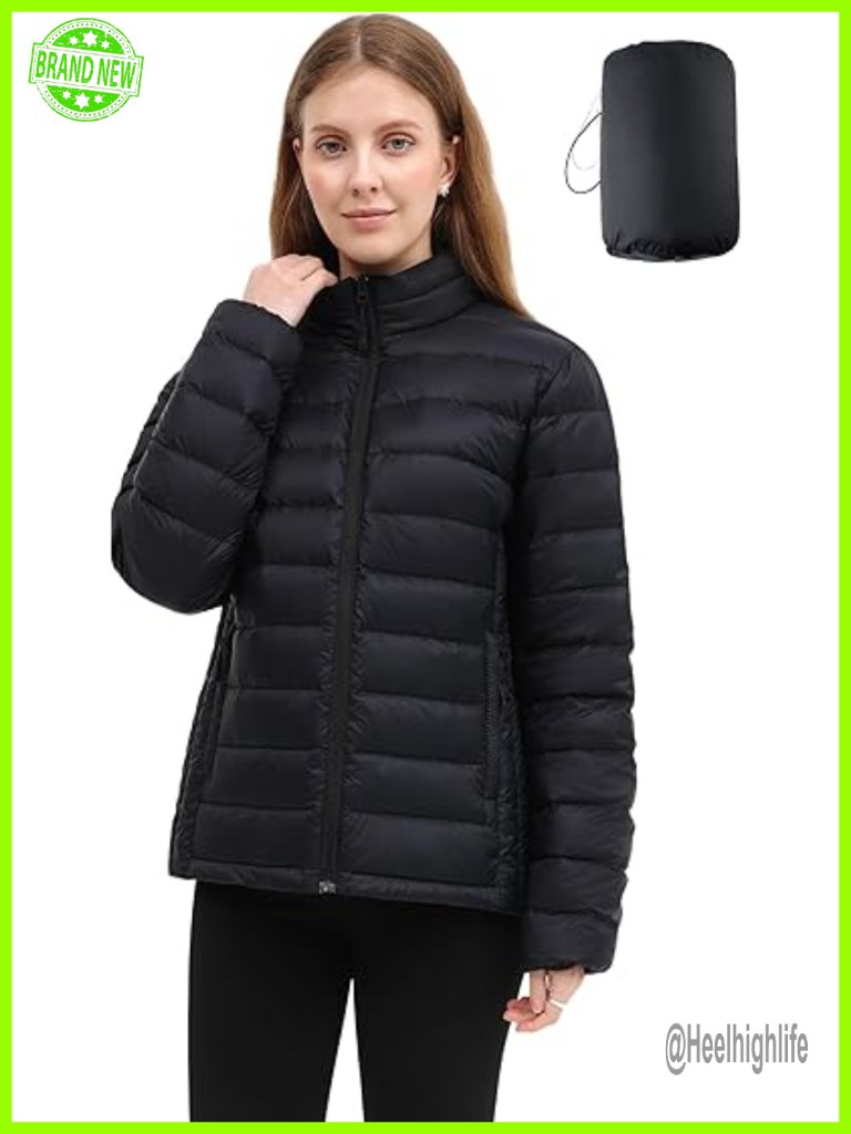Lightweight Packable Puffer Jacket With Hood, Water-Resistant, Quilted, Full Zip